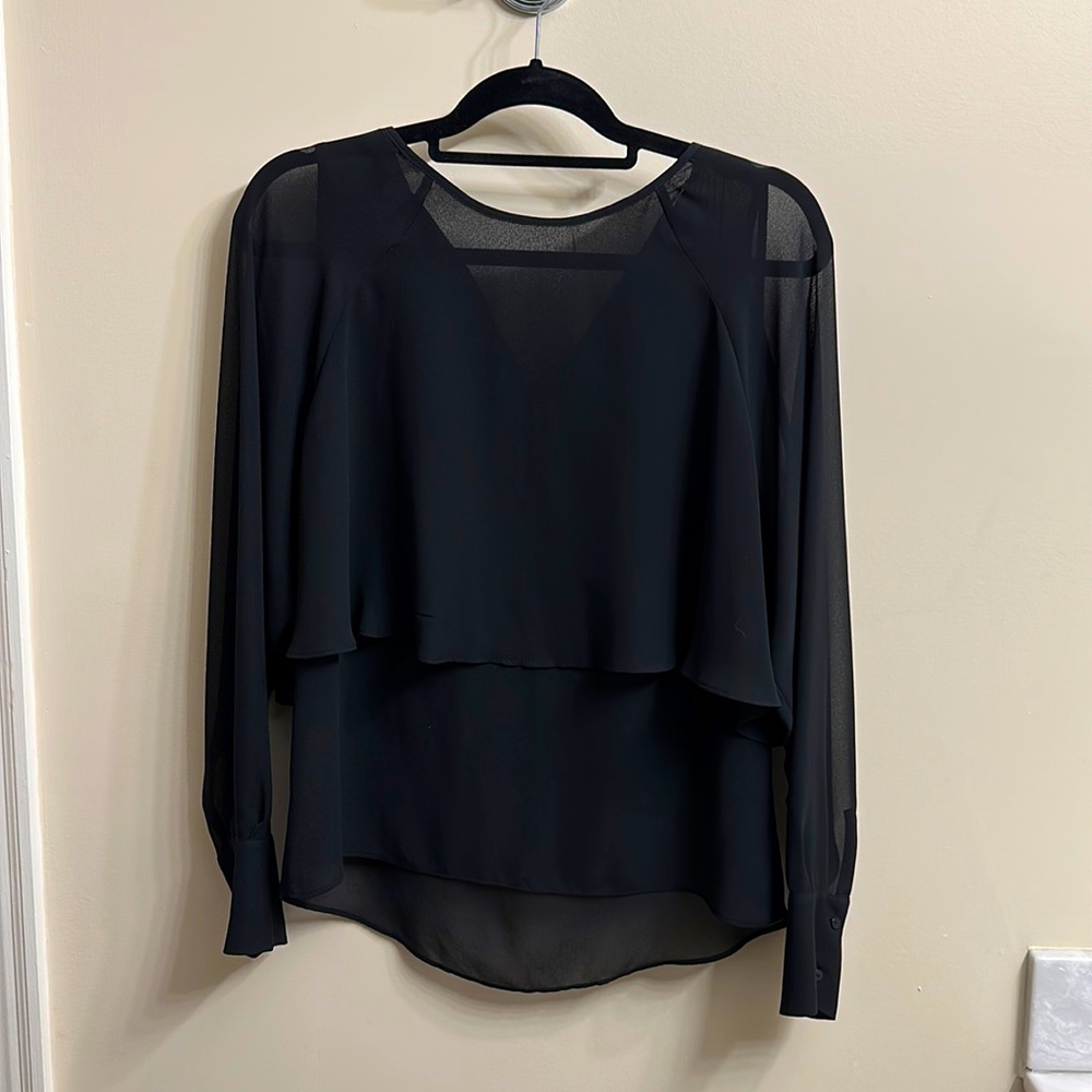 Zara tiered black sheer blouse size small